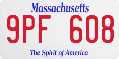MA license plate 9PF608