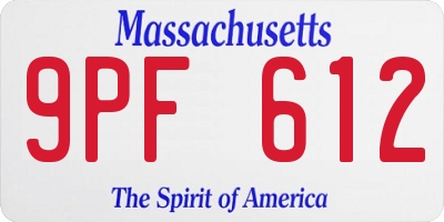 MA license plate 9PF612