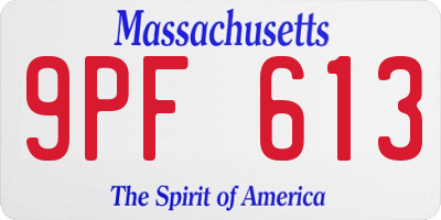 MA license plate 9PF613
