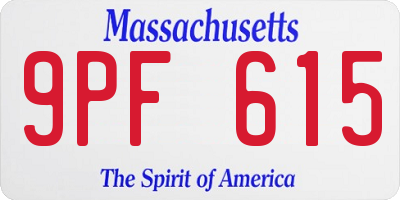 MA license plate 9PF615
