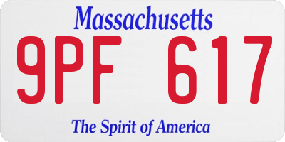 MA license plate 9PF617
