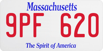 MA license plate 9PF620
