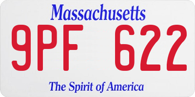 MA license plate 9PF622