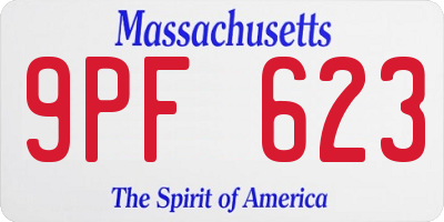 MA license plate 9PF623