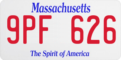 MA license plate 9PF626