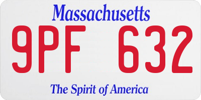 MA license plate 9PF632