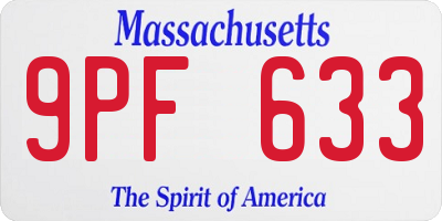 MA license plate 9PF633