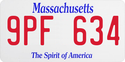 MA license plate 9PF634