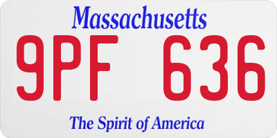 MA license plate 9PF636