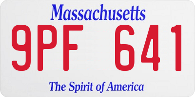 MA license plate 9PF641