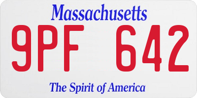 MA license plate 9PF642