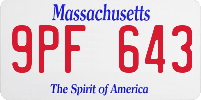 MA license plate 9PF643