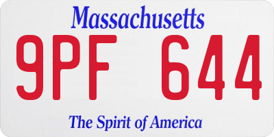 MA license plate 9PF644