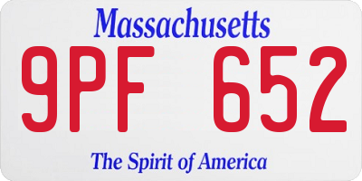 MA license plate 9PF652