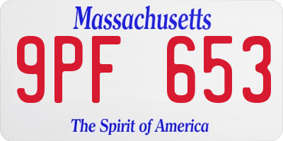 MA license plate 9PF653