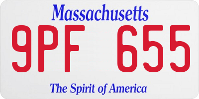 MA license plate 9PF655