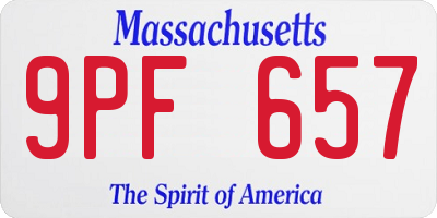 MA license plate 9PF657
