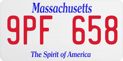 MA license plate 9PF658