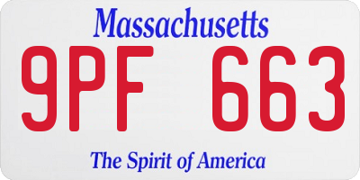 MA license plate 9PF663