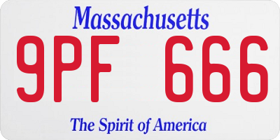 MA license plate 9PF666