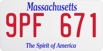 MA license plate 9PF671