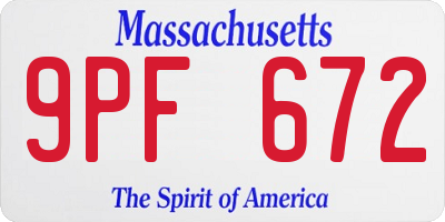 MA license plate 9PF672