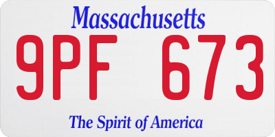 MA license plate 9PF673