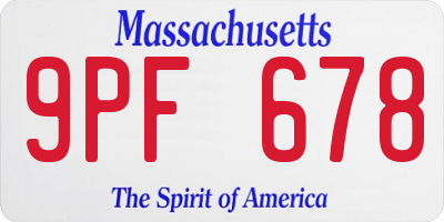 MA license plate 9PF678