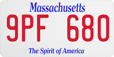 MA license plate 9PF680