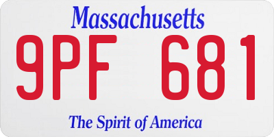 MA license plate 9PF681