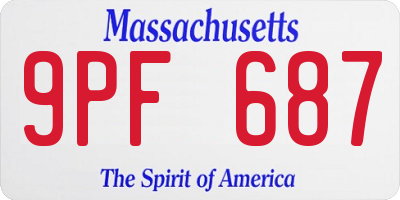 MA license plate 9PF687