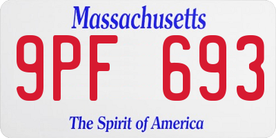 MA license plate 9PF693