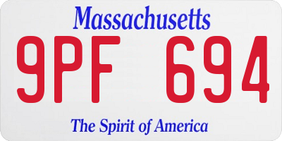 MA license plate 9PF694
