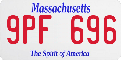 MA license plate 9PF696
