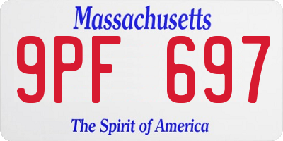 MA license plate 9PF697
