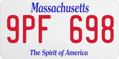 MA license plate 9PF698