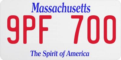 MA license plate 9PF700