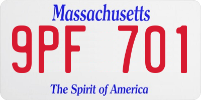 MA license plate 9PF701