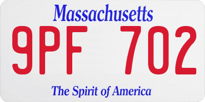 MA license plate 9PF702
