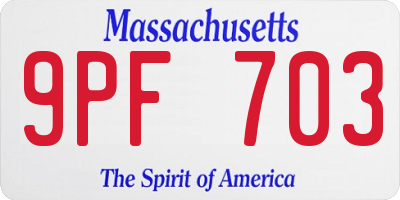 MA license plate 9PF703