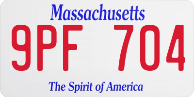 MA license plate 9PF704
