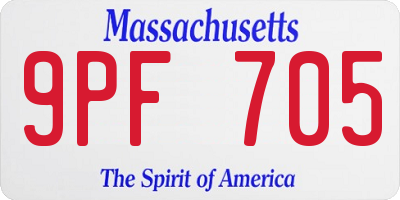 MA license plate 9PF705