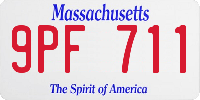 MA license plate 9PF711