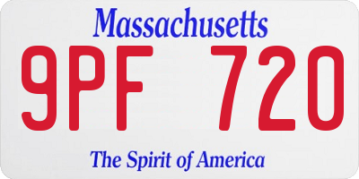 MA license plate 9PF720