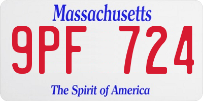 MA license plate 9PF724