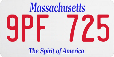 MA license plate 9PF725