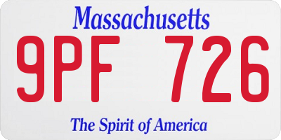 MA license plate 9PF726