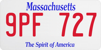 MA license plate 9PF727