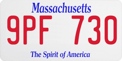 MA license plate 9PF730