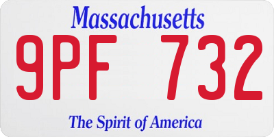 MA license plate 9PF732